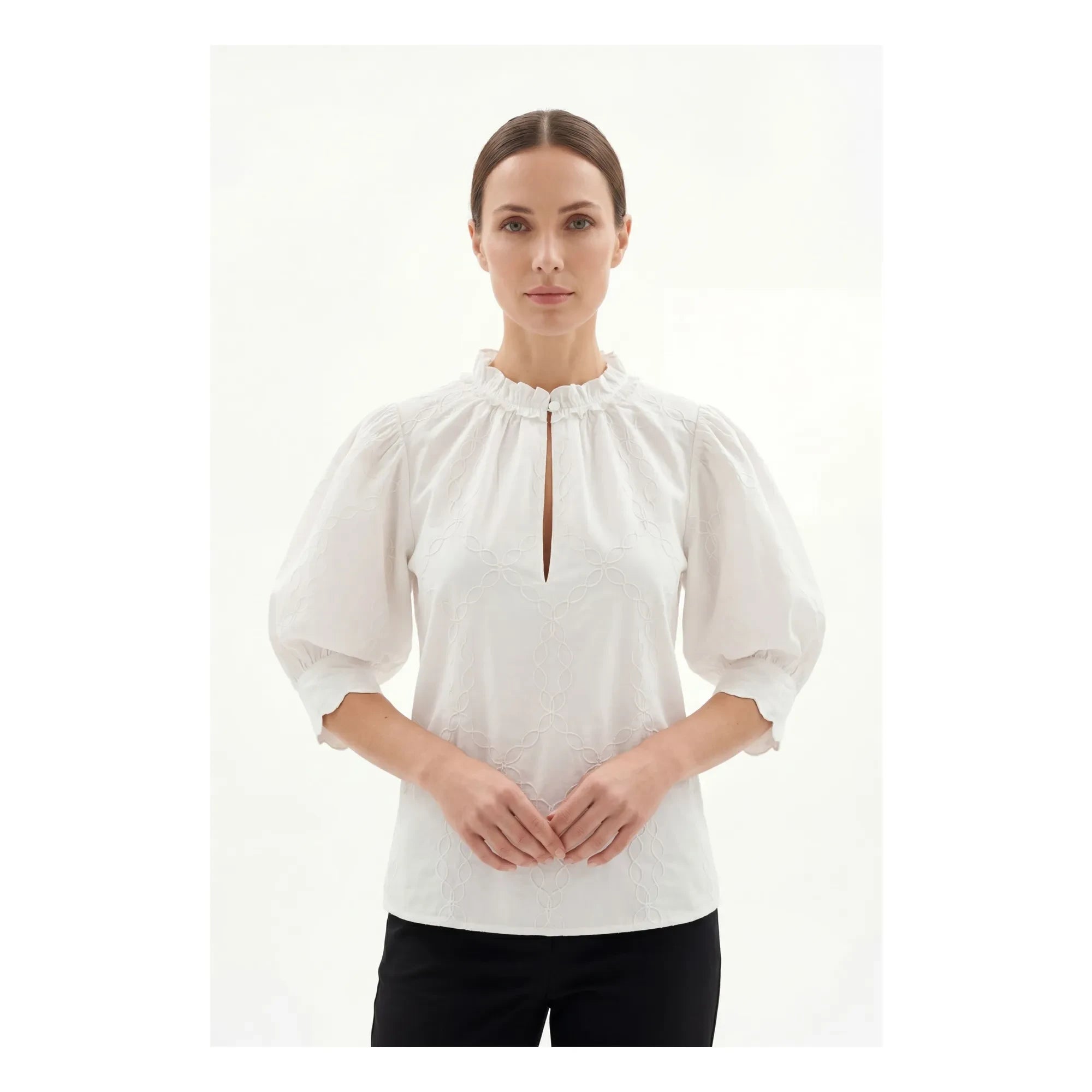 BELLEPIECE - Belem Cotton Embroidered Blouse | White