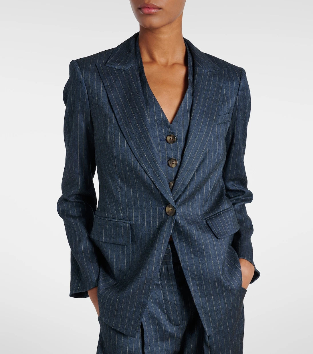 Veronica Beard - Obie pinstripe linen-blend blazer