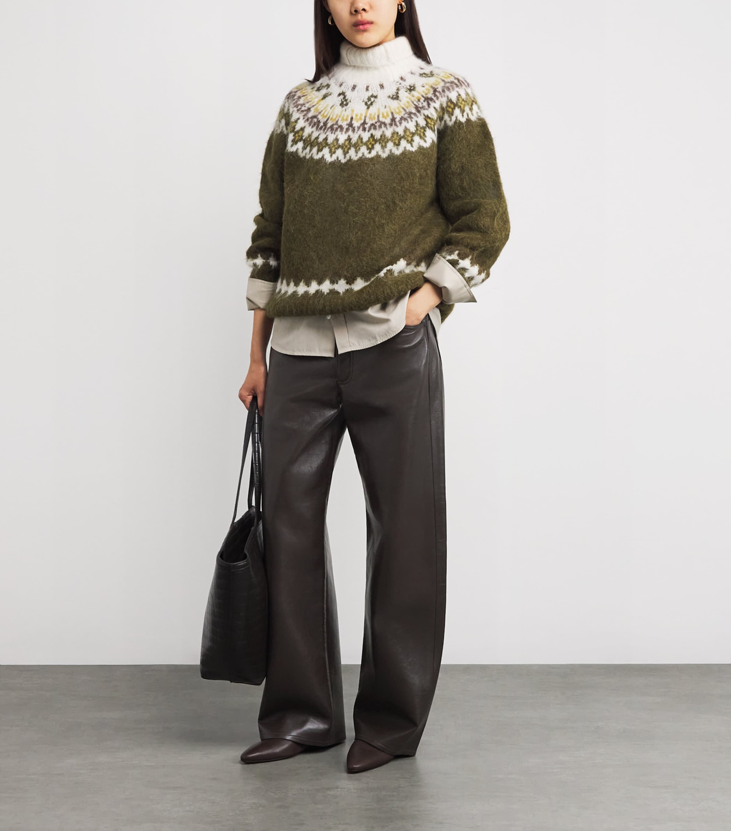 Citizens of Humanity Brown Leather-Blend Ayla Baggy Jeans