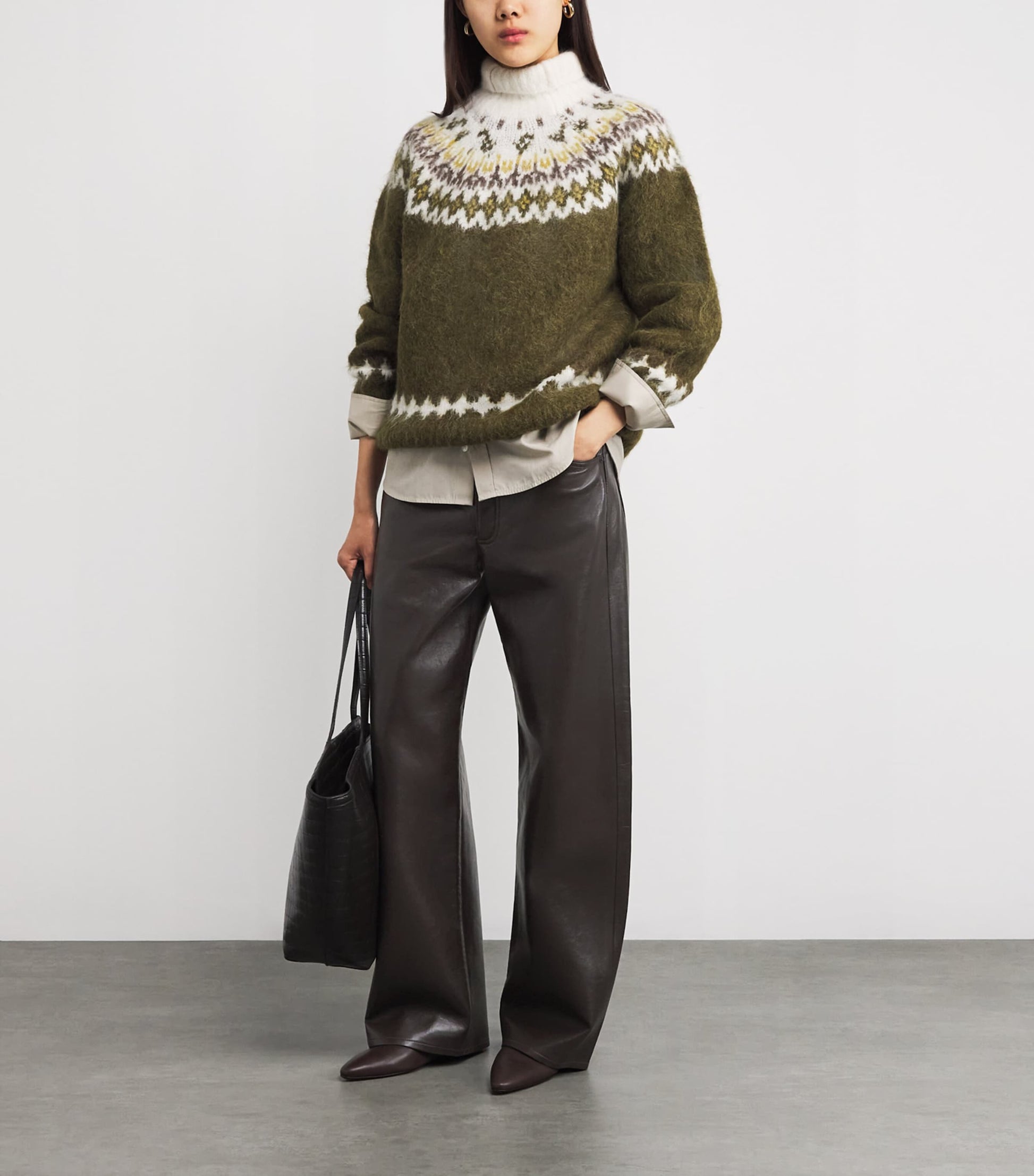 Citizens of Humanity Brown Leather-Blend Ayla Baggy Jeans