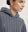 Grey Cotton Sequin-Stripe Hoodie