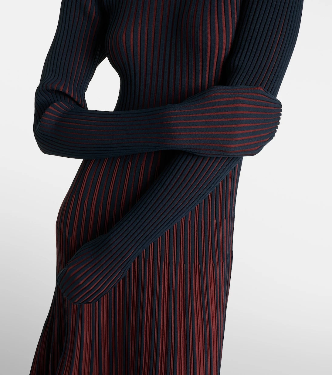 Tod's - Striped pleated ribbed-knit midi dress