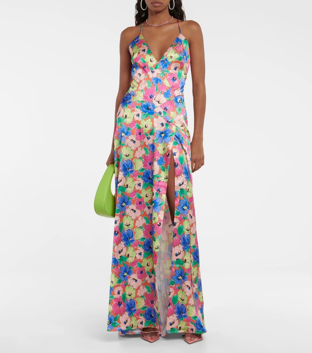 Rotate - Printed V-neck maxi dress