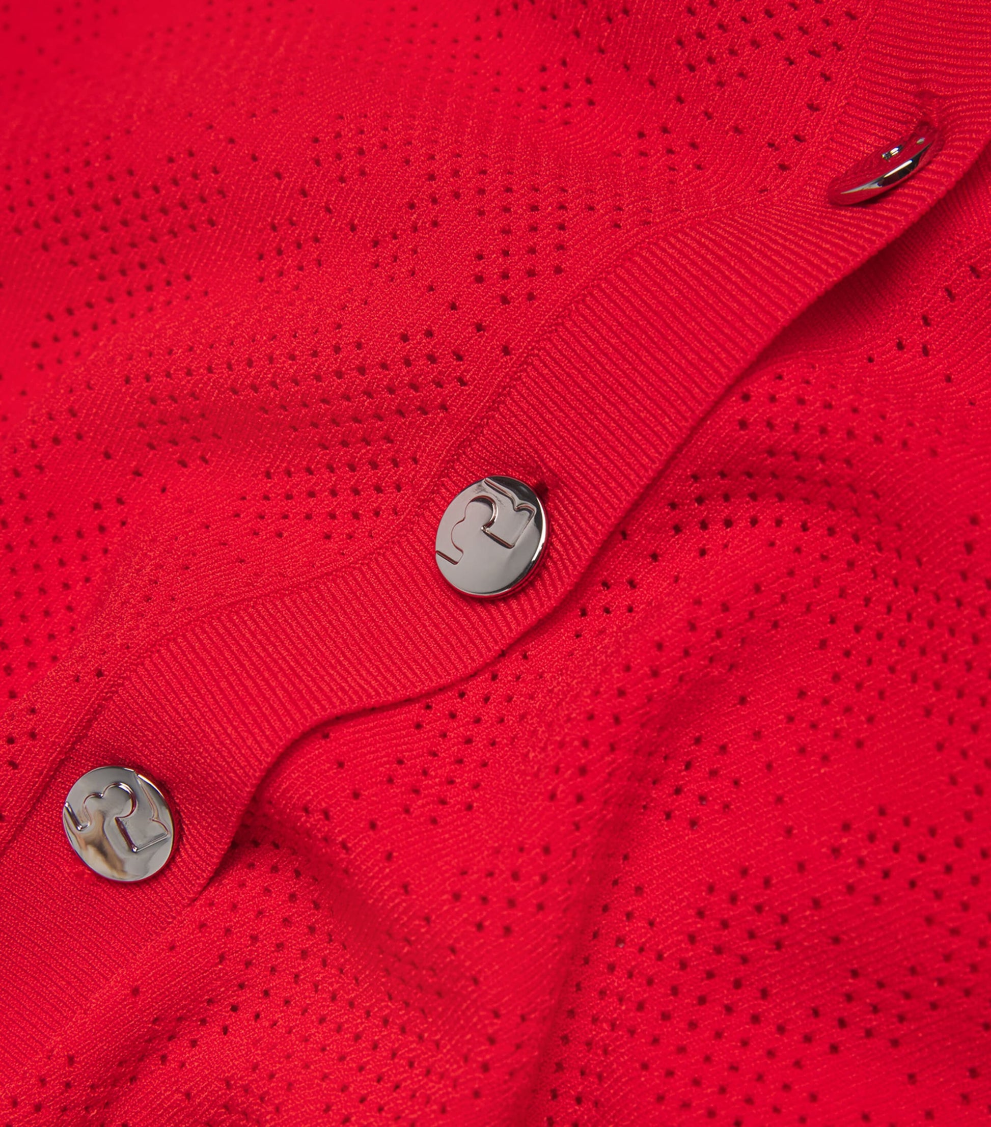 Tory Burch Red Monogram Pointelle Cardigan