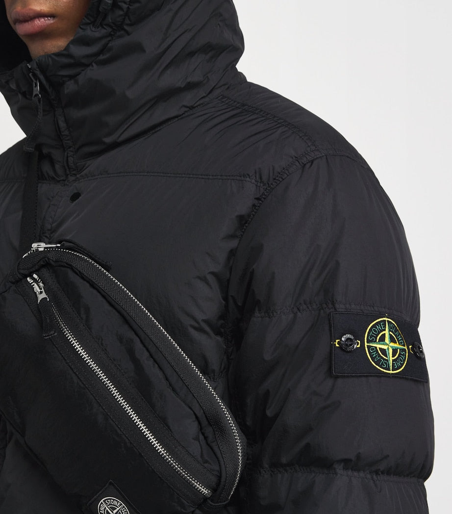 Stone Island Black Wind-Resistant Crinkle Reps Parka