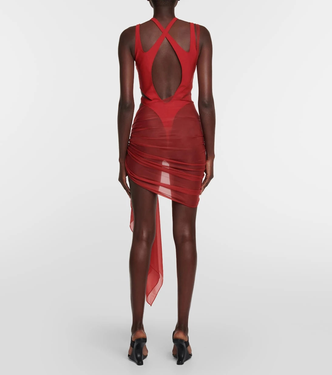 Mugler - غطاء شاطئ جيرسي بكتف واحد