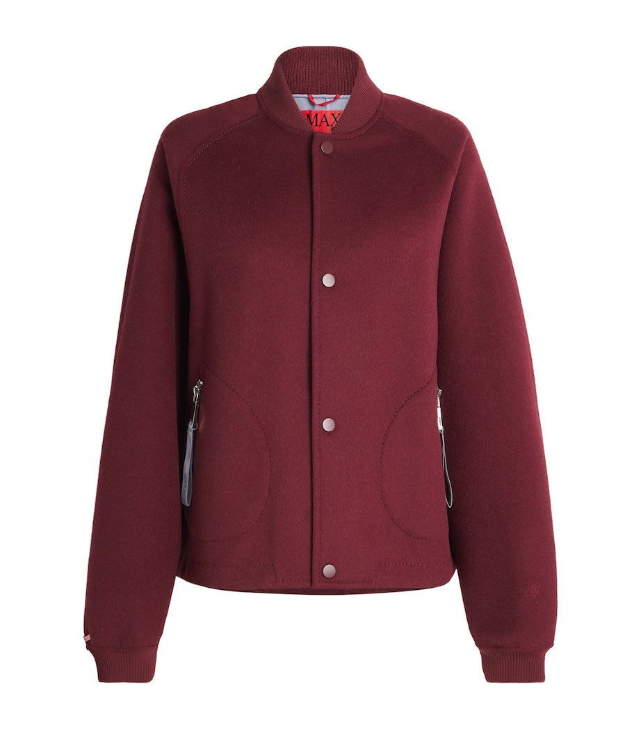 Red Virgin Wool Bomber Jacket