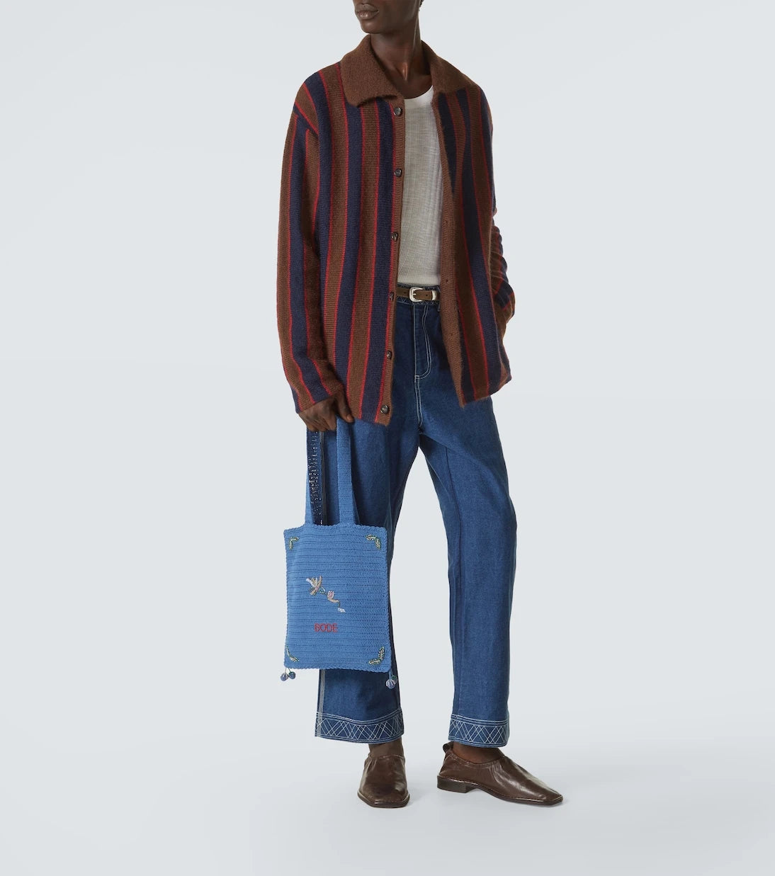 Bode - Striped mohair-blend cardigan