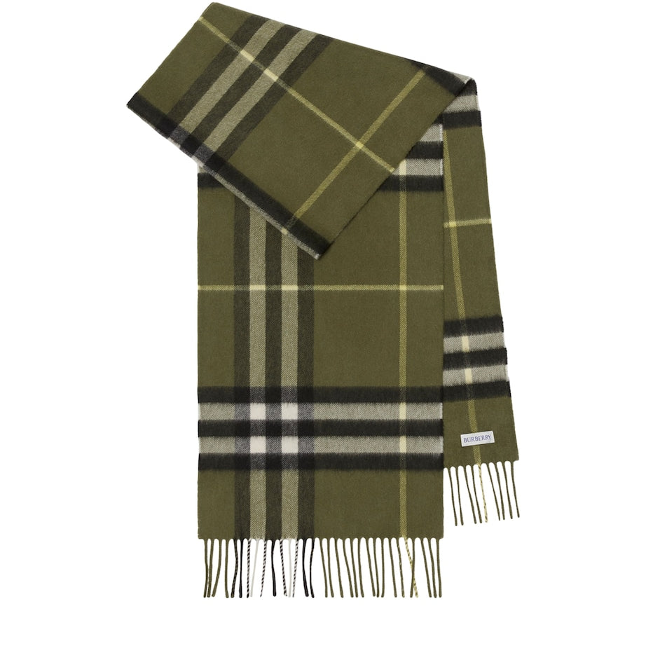 Green Cashmere Check Scarf