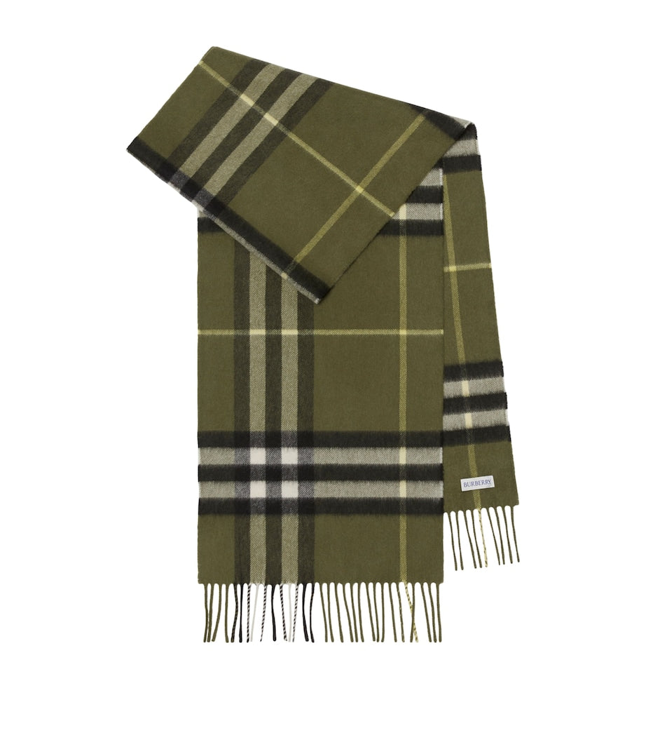 Green Cashmere Check Scarf