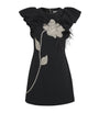 Rebecca Vallance Black Crepe Feather-Trim Starlight Mini Dress