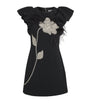 Rebecca Vallance Black Crepe Feather-Trim Starlight Mini Dress