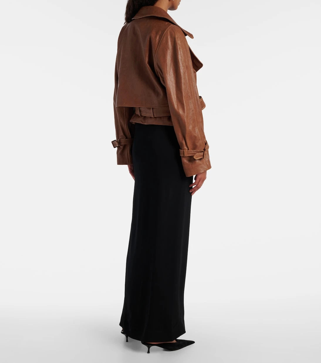 Nour Hammour - Hatti cropped leather biker jacket