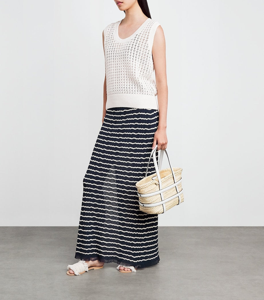 Open-Knit Ferns Tank Top SNOW WHITE