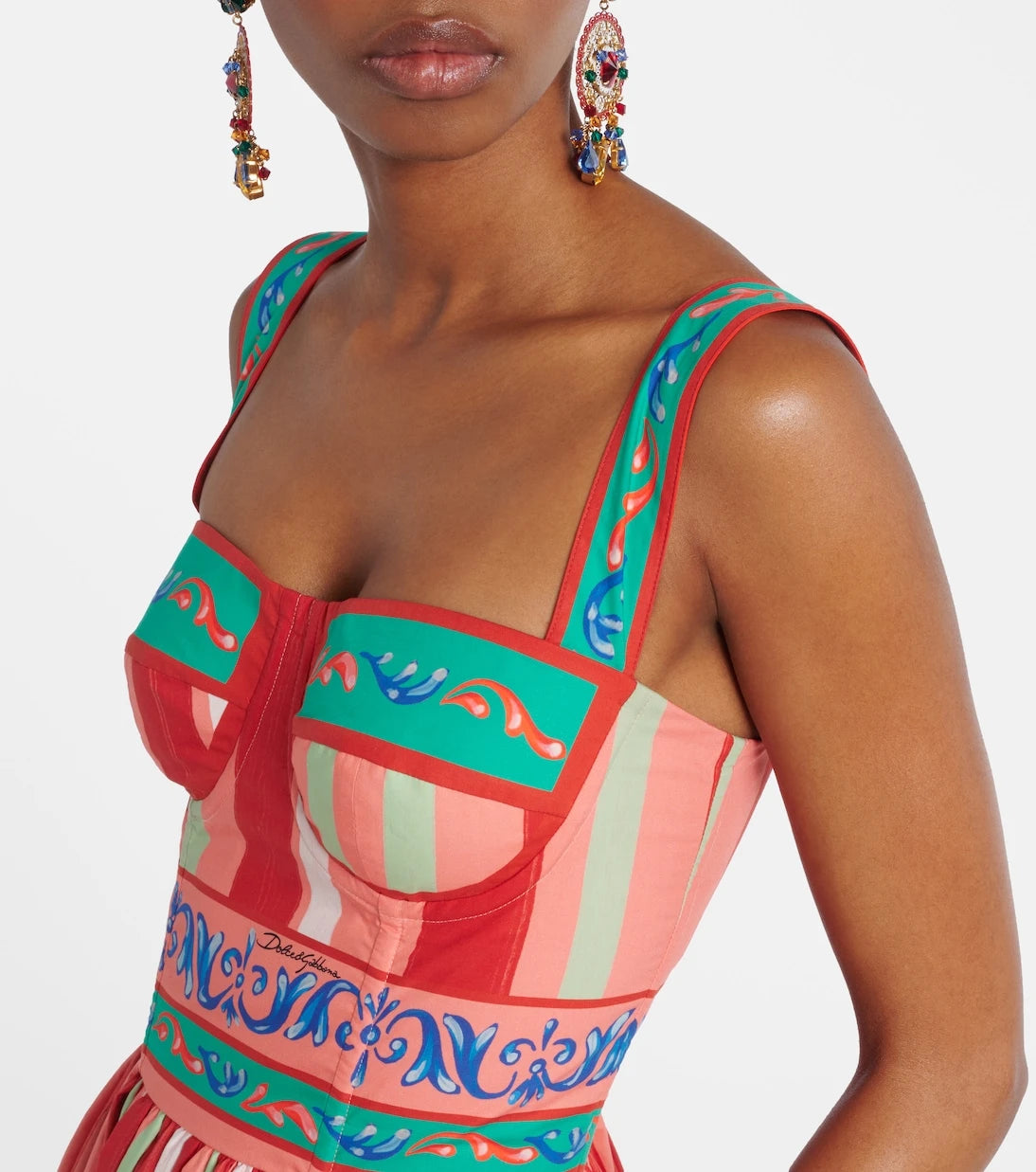 Dolce&Gabbana - Taormina striped cotton bustier dress