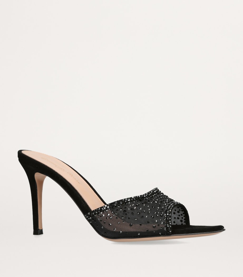 Gianvito Rossi Black Suede Embellished Rania Mules 85