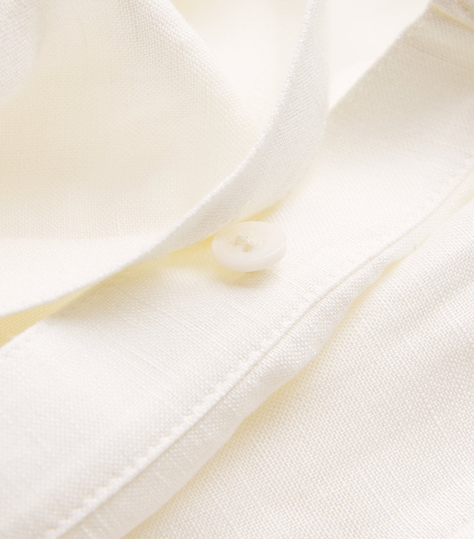 Simkhai White Linen-Blend Claudine Midi Shirt Dress