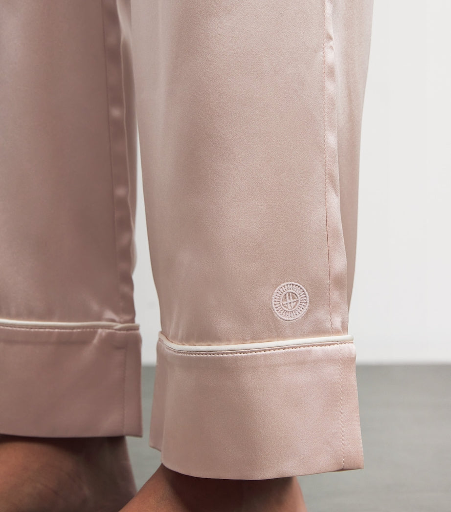 Pink Silk Satin Pyjama Set