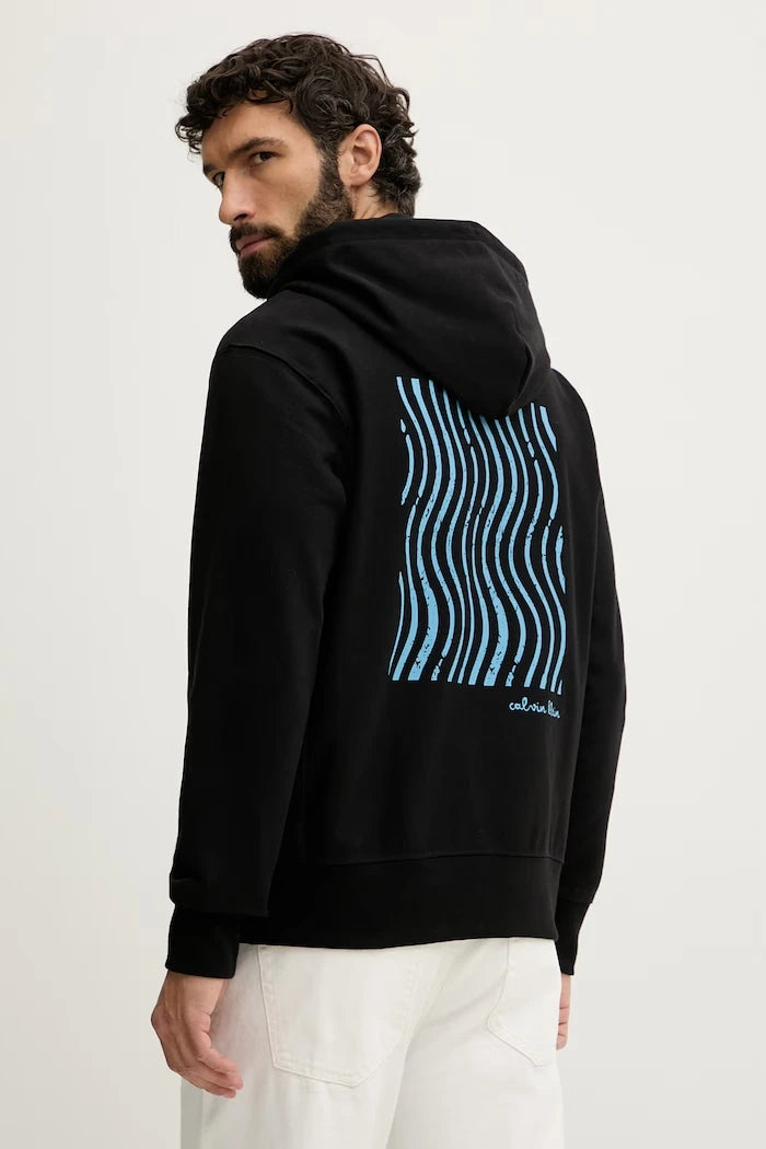 Calvin Klein Jeans fermuarlı kapüşonlu erkek pamuklu sweatshirt