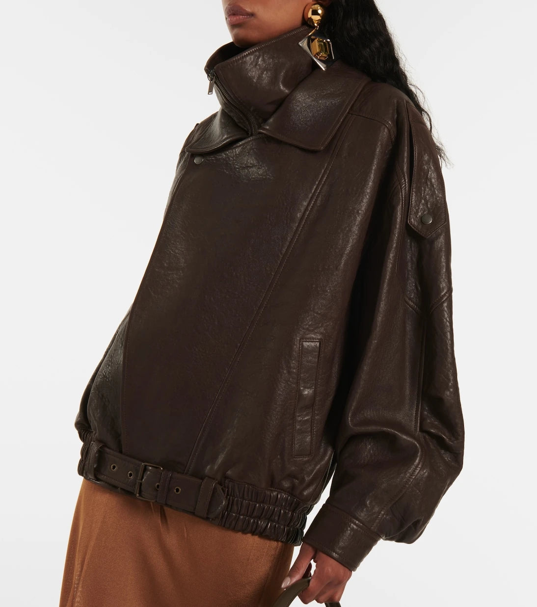 Saint Laurent - Oversized leather bomber jacket