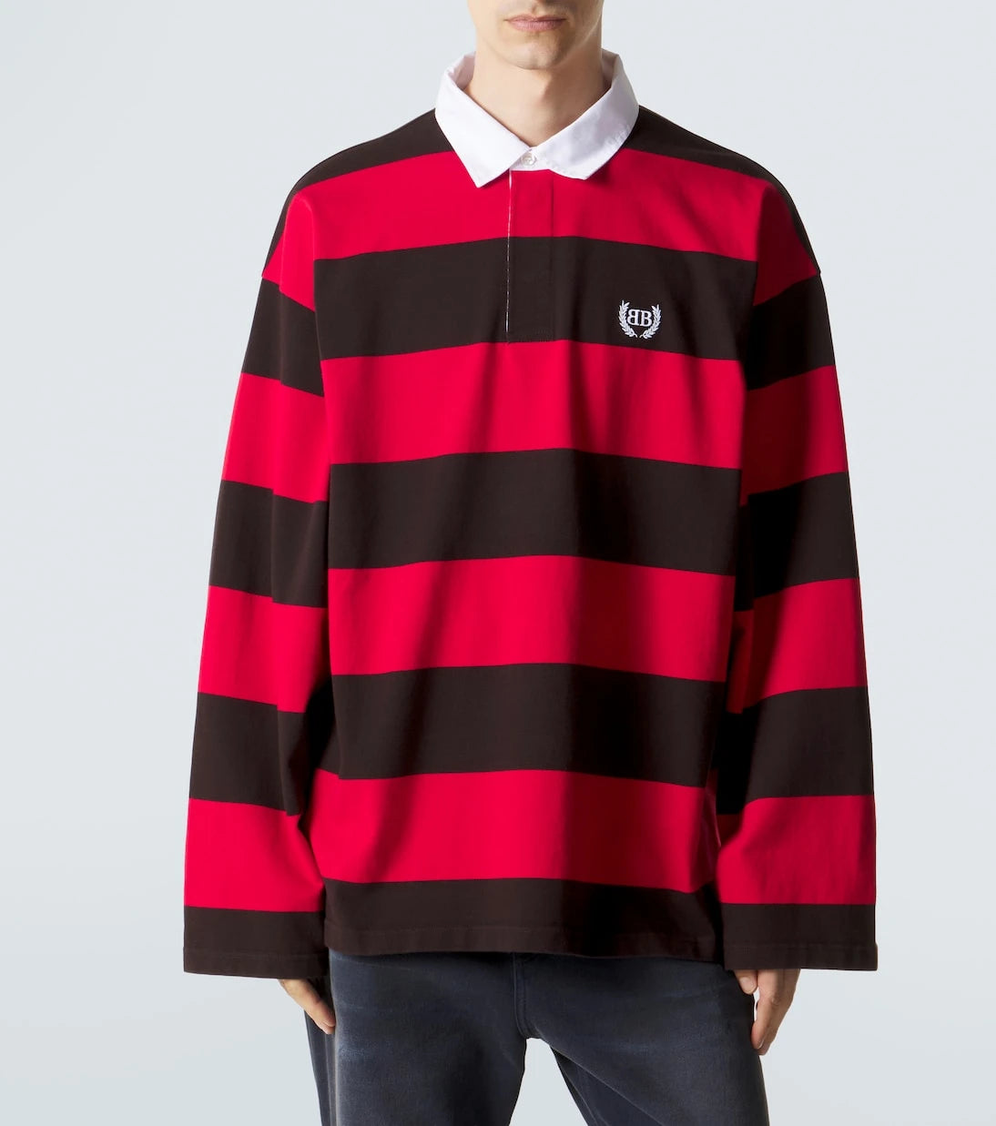 Balenciaga - Oversized striped cotton jersey polo shirt