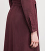 Burgundy Cashmere Belted Midi Shirt Dress