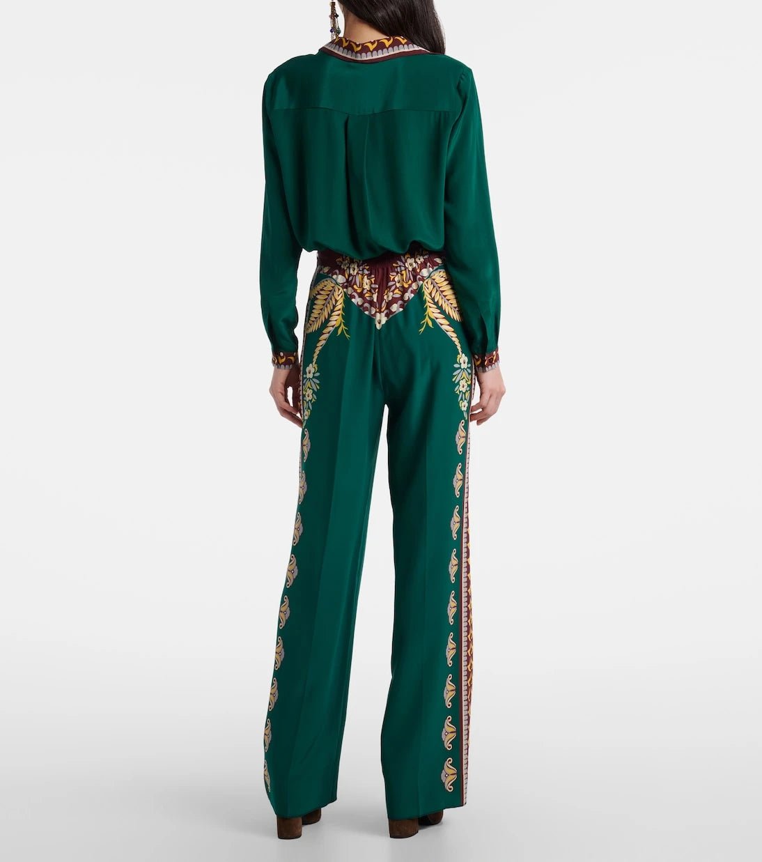 Etro - Printed silk wide-leg pants