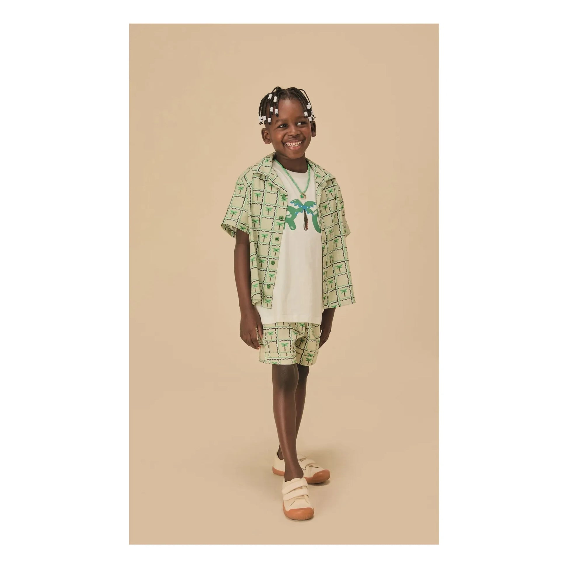 Fabula - Palm Tree Cord Shorts | Pale green