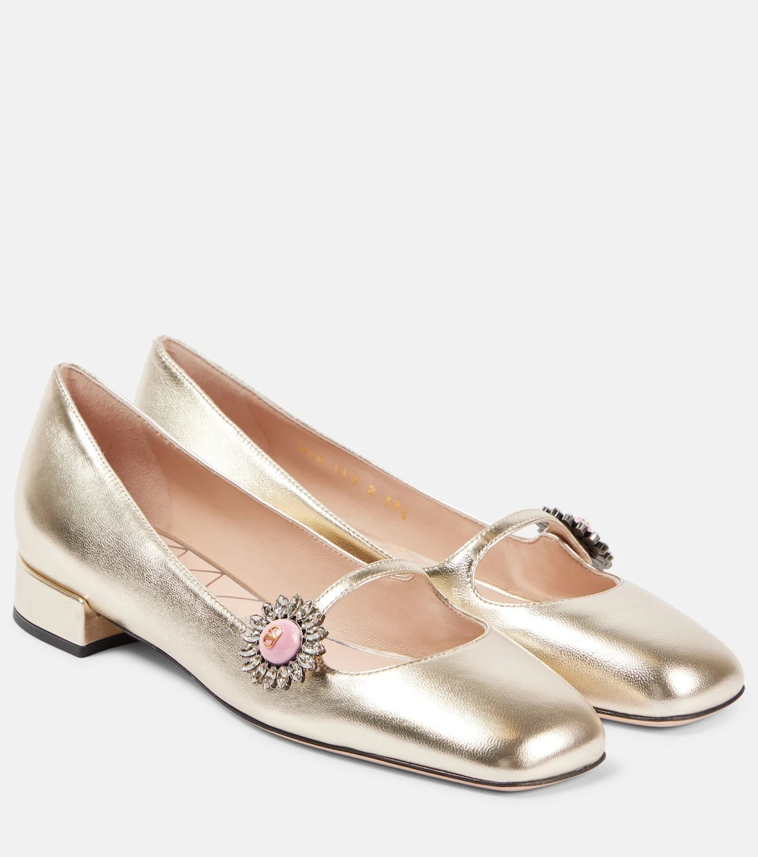 Valentino Garavani - Metallic leather Mary Jane flats