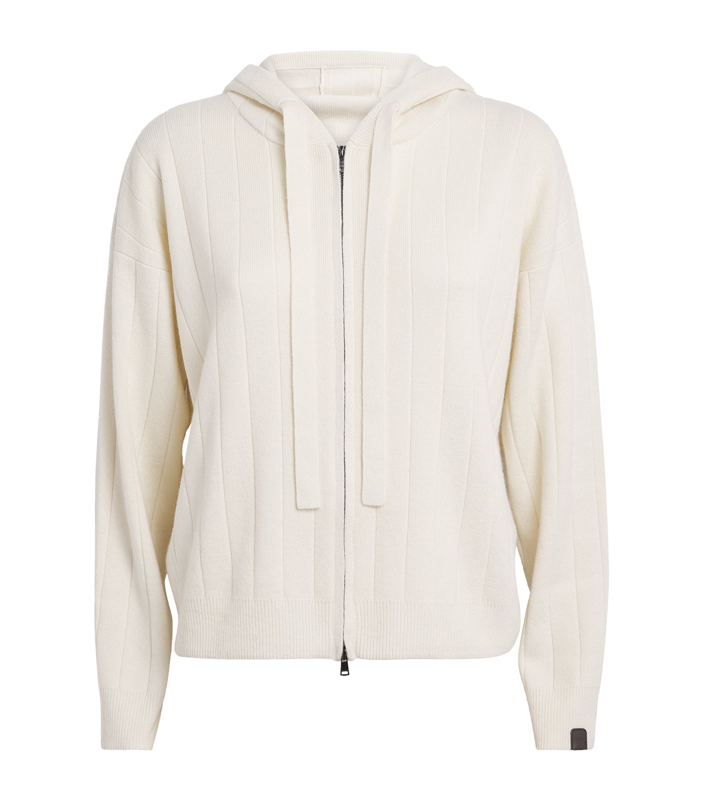 White Cashmere Zip-Up Hoodie