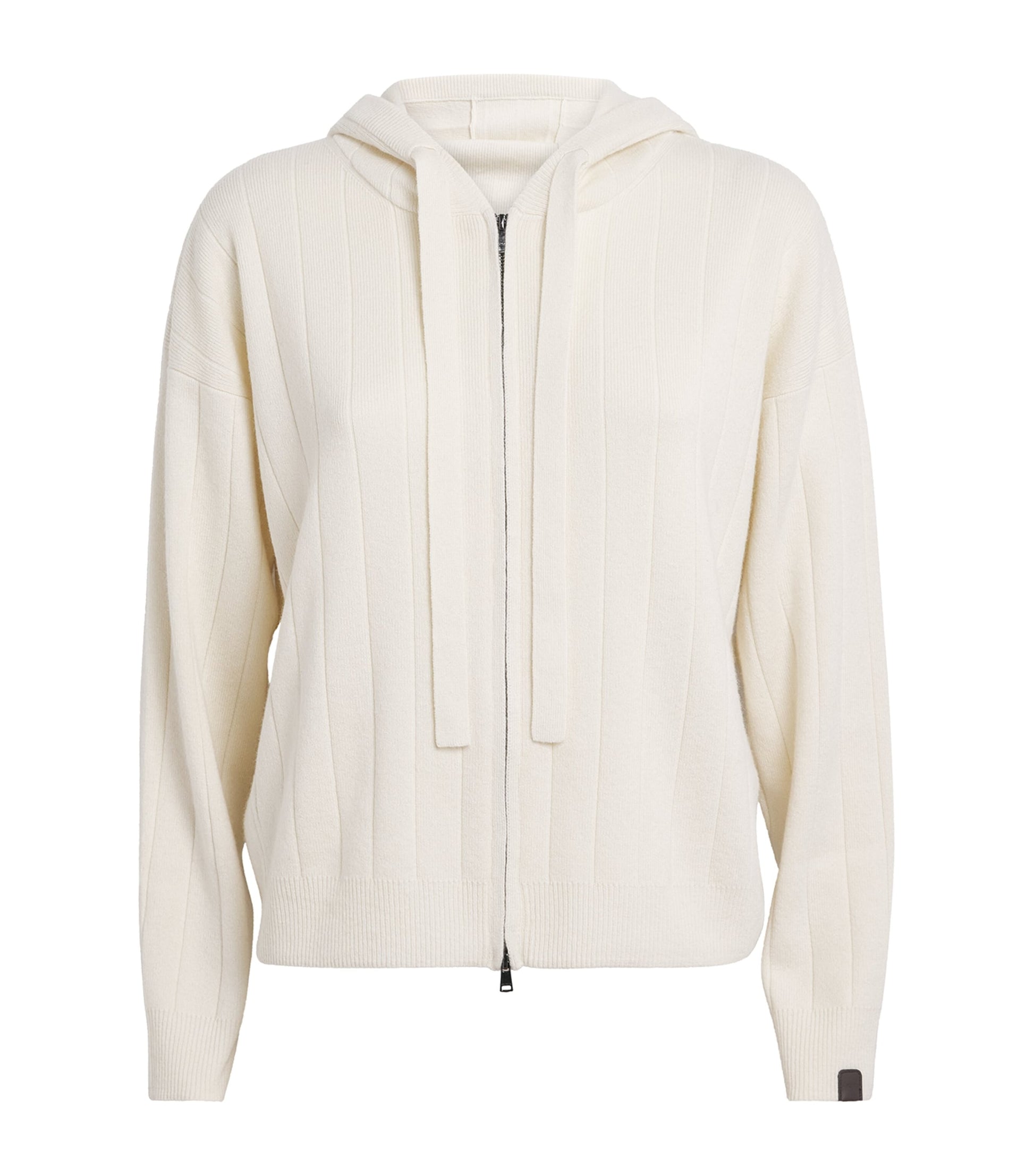 White Cashmere Zip-Up Hoodie