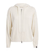 White Cashmere Zip-Up Hoodie