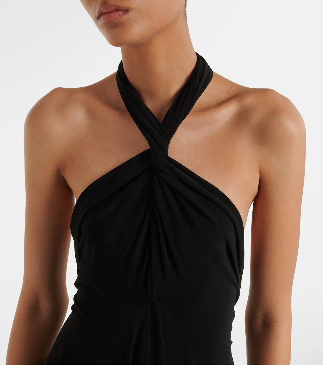 Norma Kamali - Draped halterneck jersey minidress
