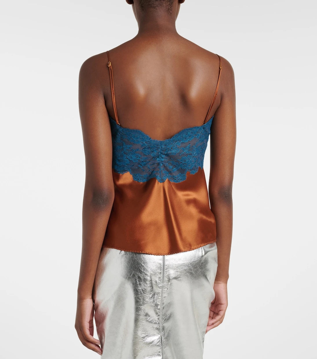 Saint Laurent - Lace-trimmed silk satin camisole