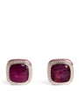 Sterling Silver and Ruby Square Cufflinks