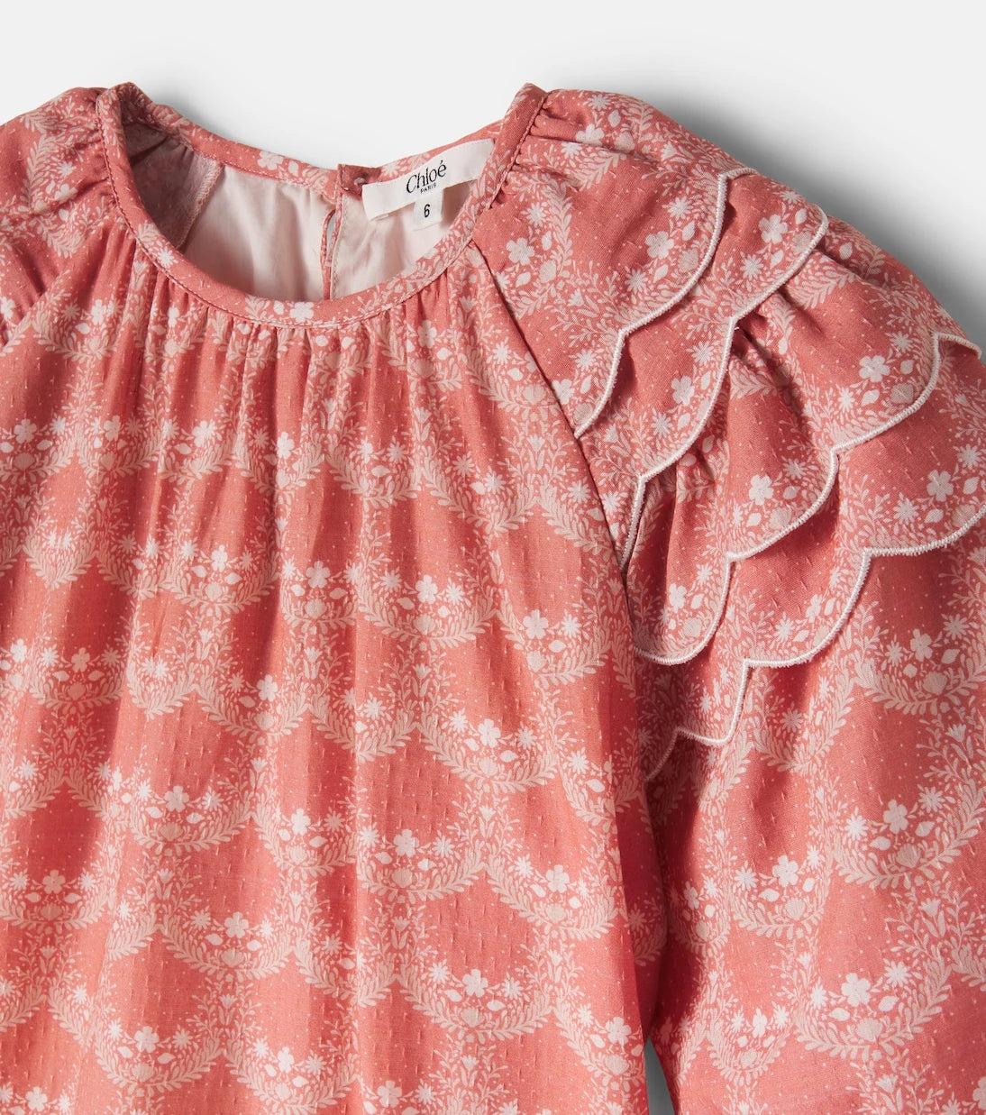 Chloé Kids - Printed scalloped cotton dress