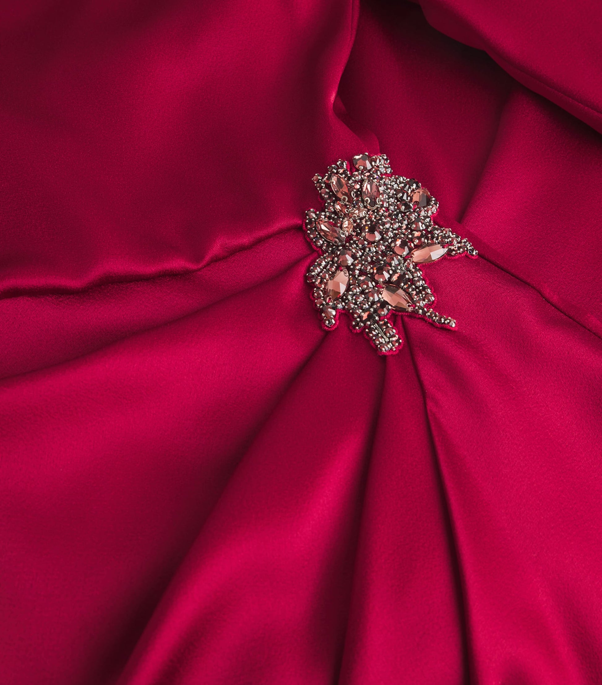 Erdem Red Satin Cady Draped Midi Dress