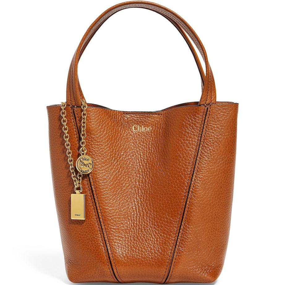 Chloé Brown Small Calfskin Spin Tote Bag