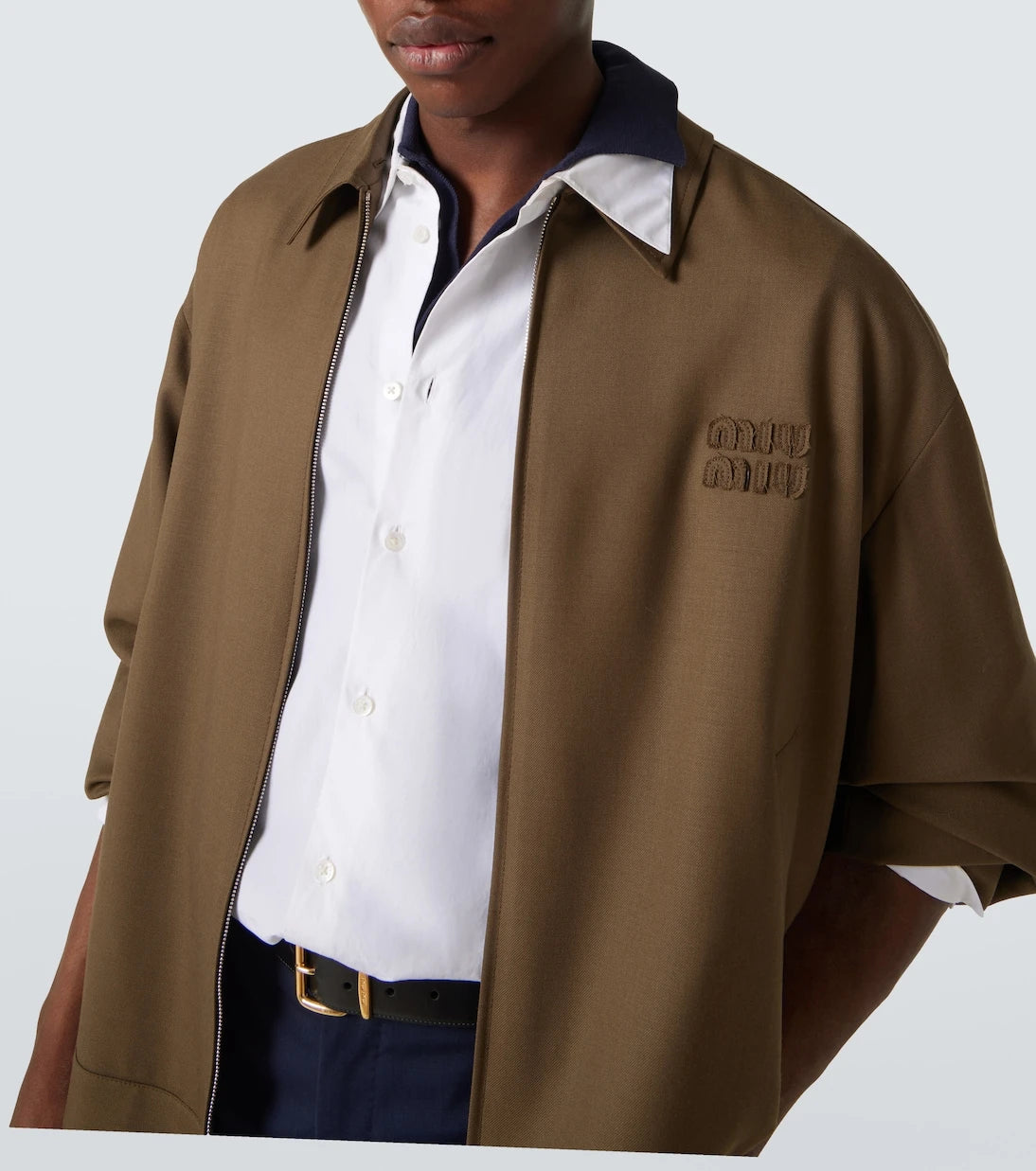 Miu Miu - Logo virgin wool gabardine jacket
