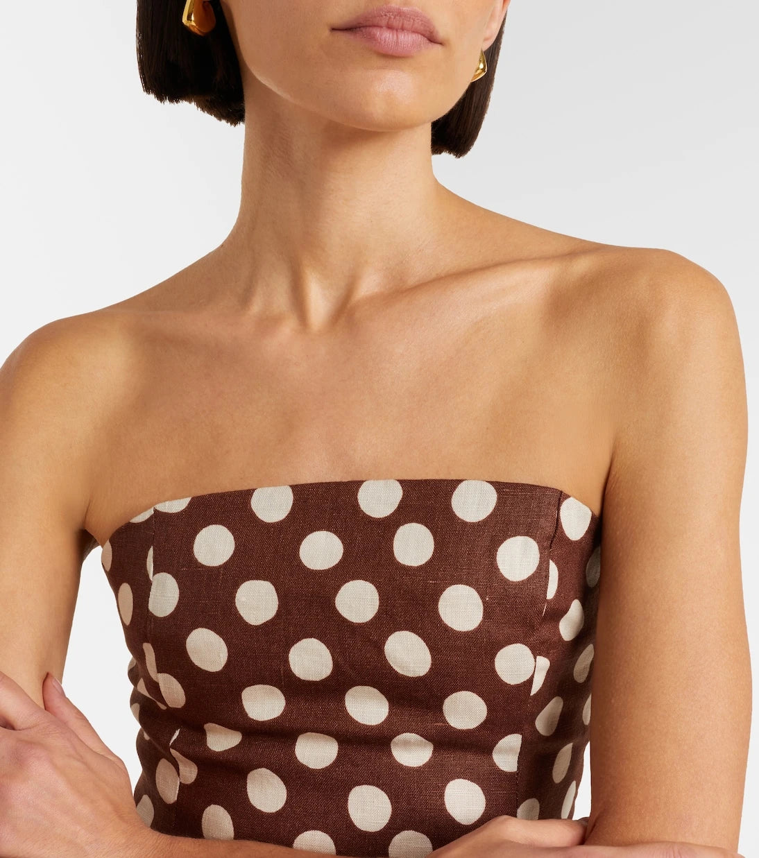Faithfull - Petro polka-dot strapless linen top