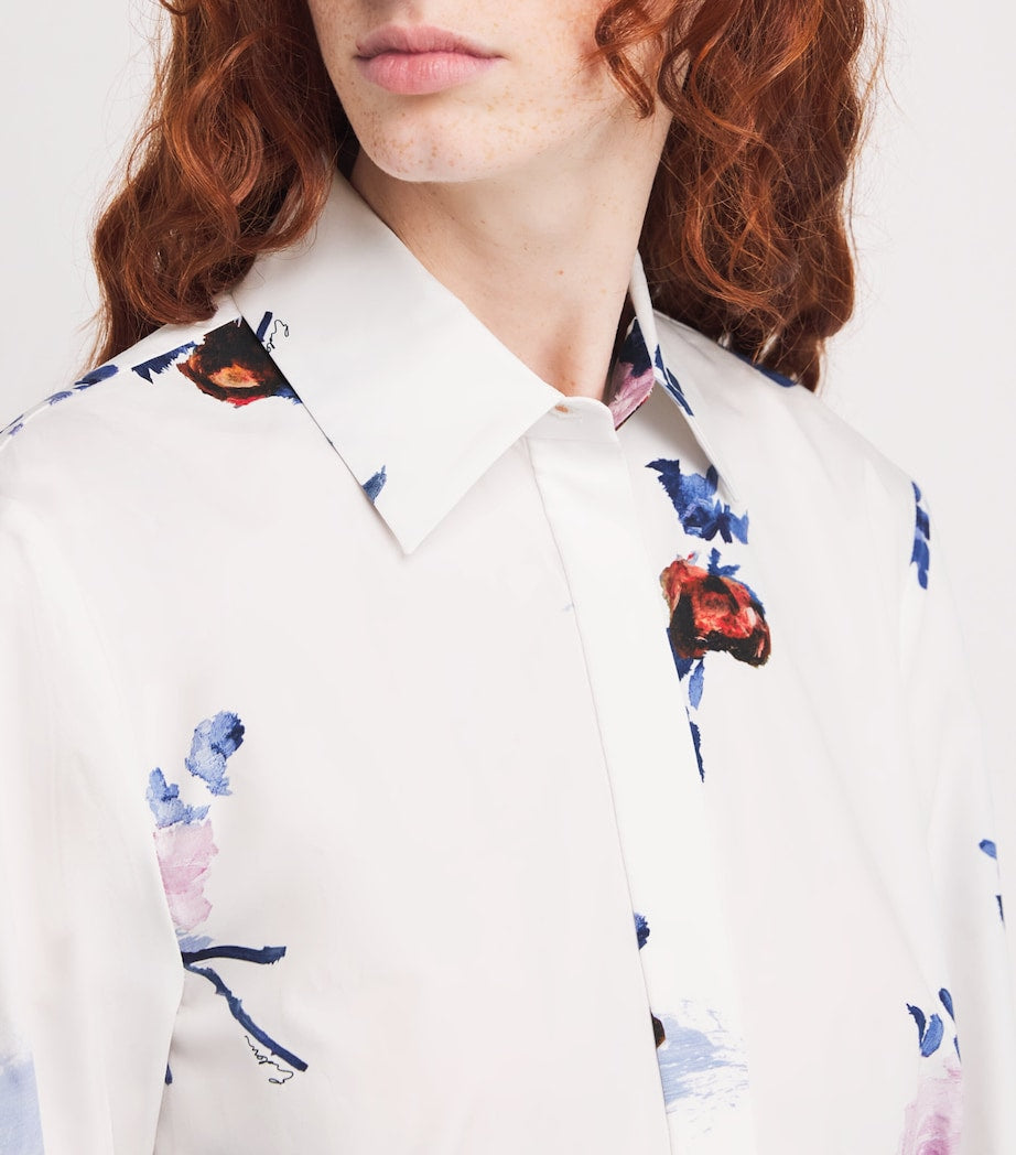 Floral Print Midi Shirt Dress