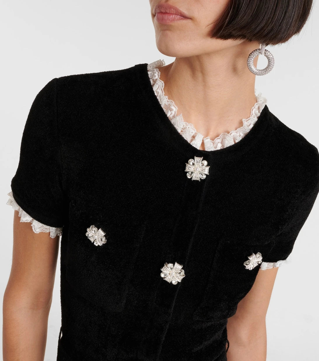 Self-Portrait - Crystal-embellished chenille midi dress