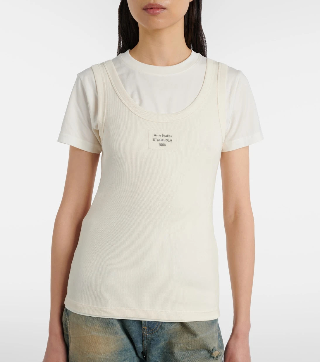 Acne Studios - Layered logo cotton-blend T-shirt