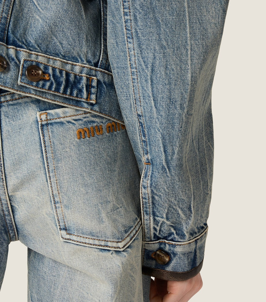 Miu Miu Turquoise Leather Trim Jeans