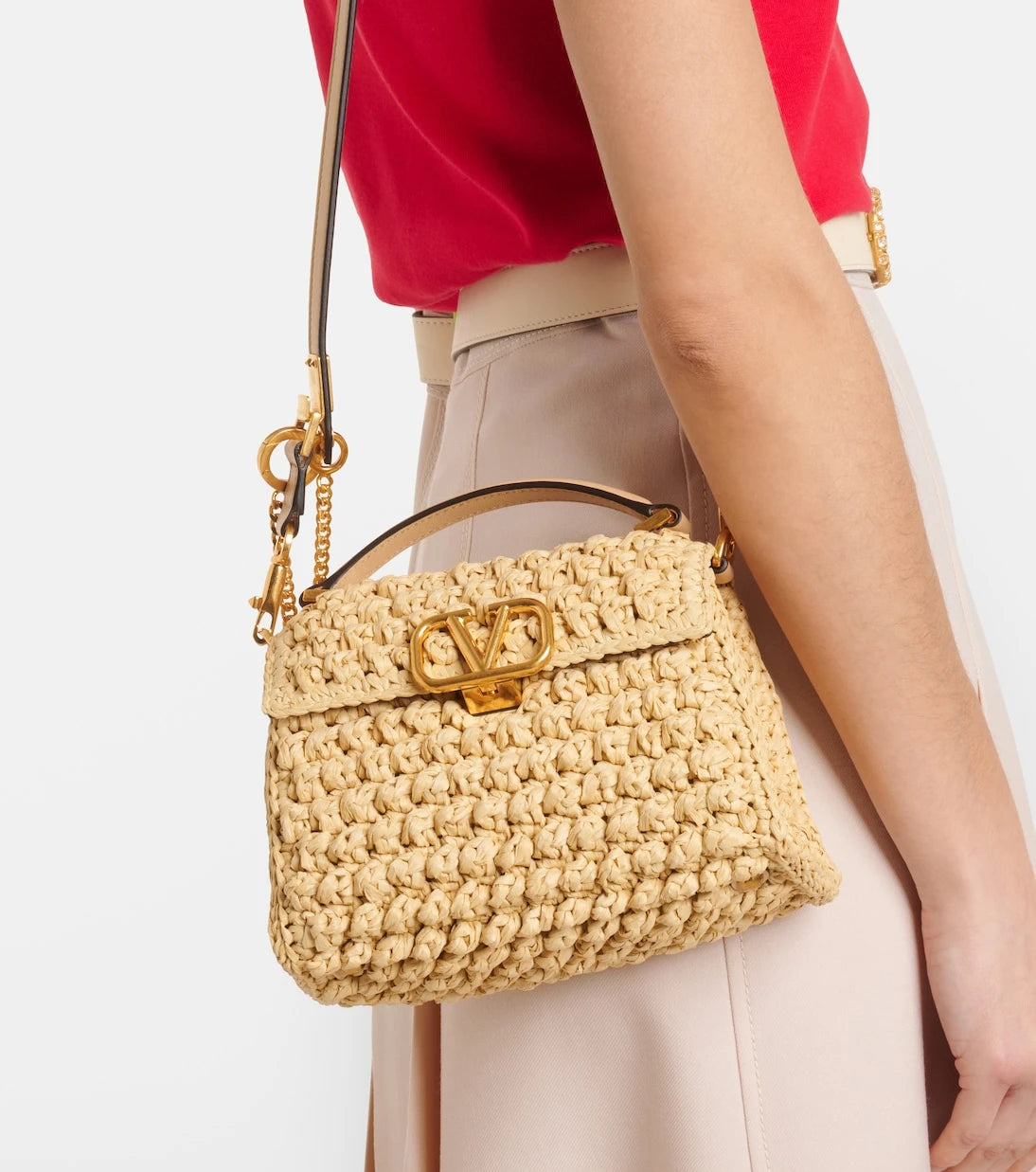 Valentino Garavani - VSling Mini raffia-effect tote bag