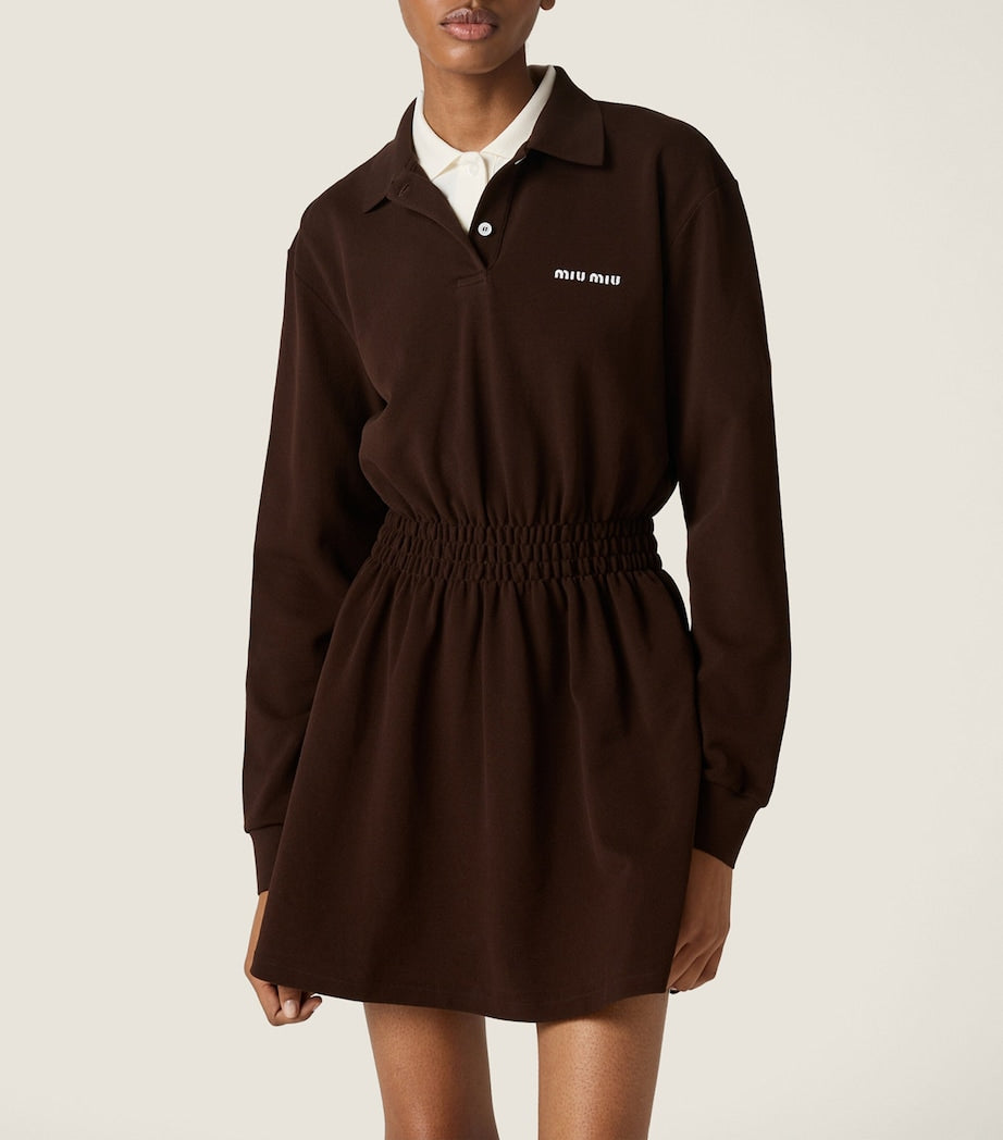 Miu Miu Brown Cotton Piqué Mini Dress