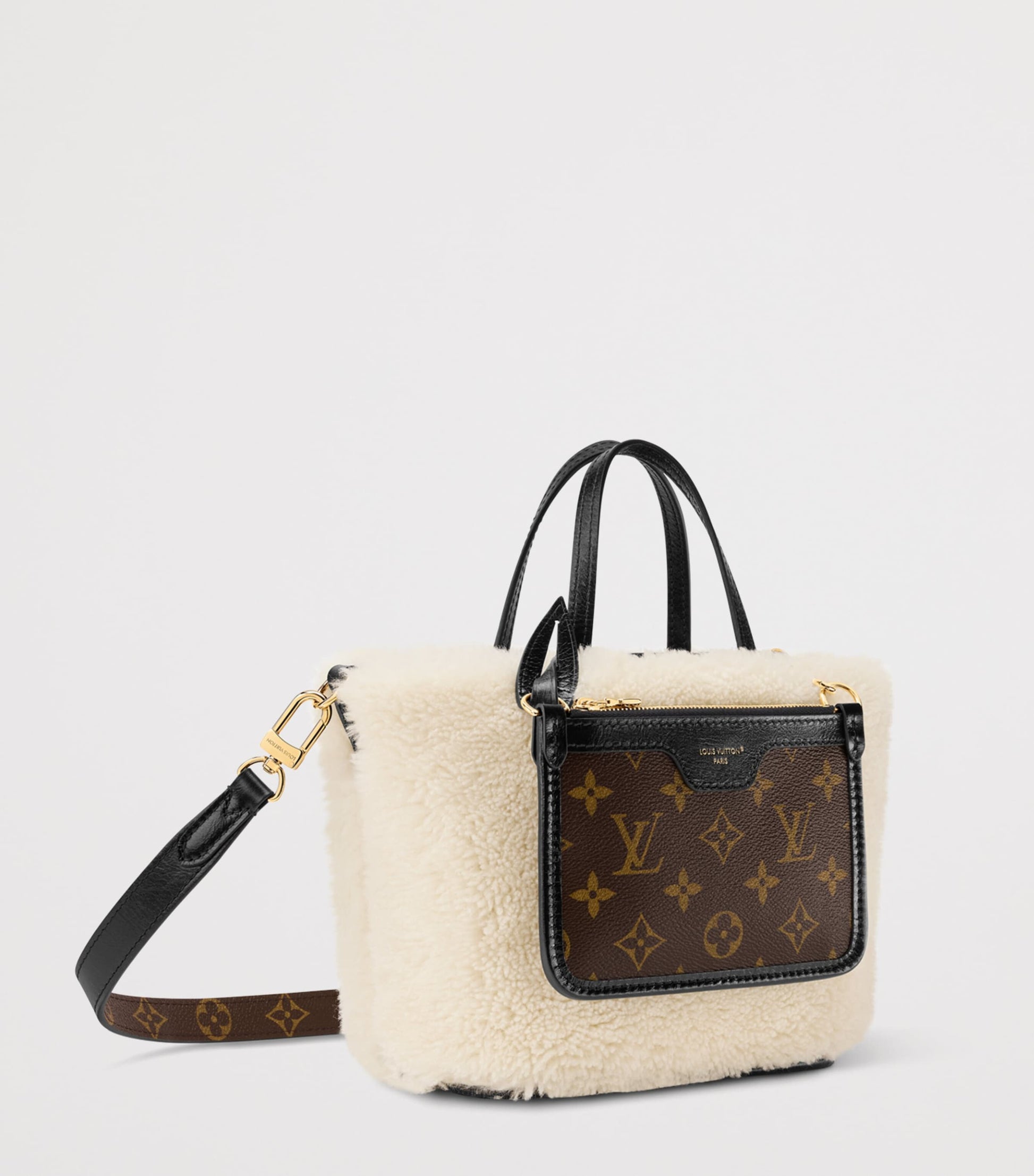 LOUIS VUITTON Shearling Neverfull Bandoulière Inside Out BB Bucket Bag