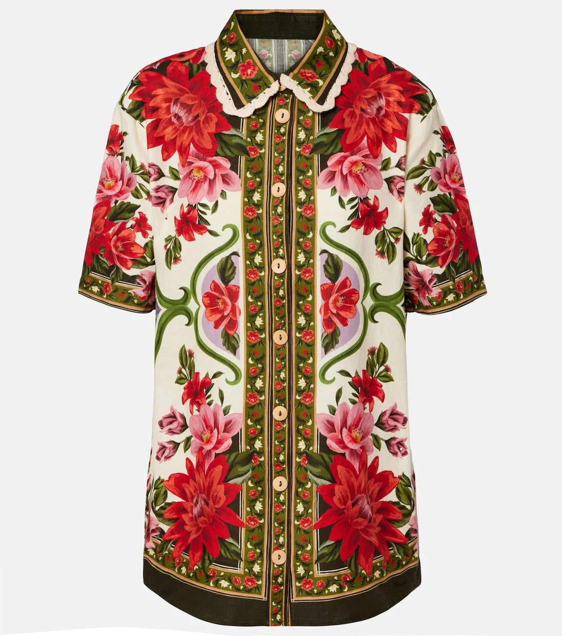 Farm Rio - Wonder Rio oversized linen-blend shirt