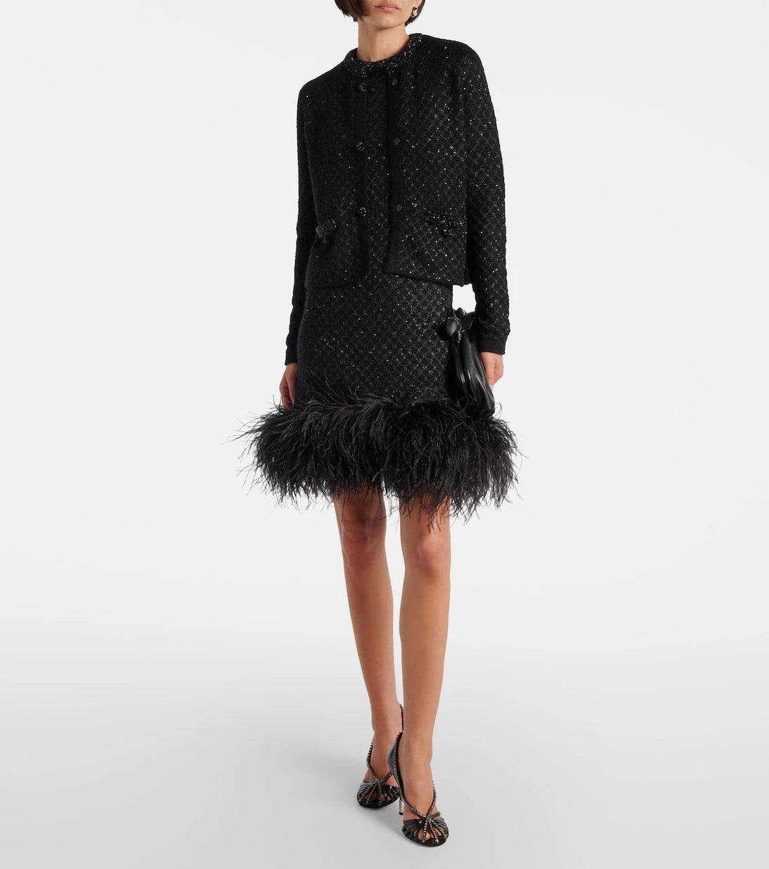 Max Mara - Novara feather-trimmed minidress