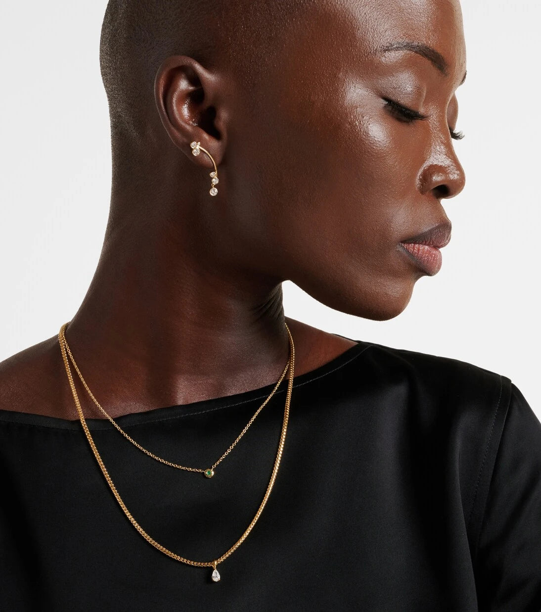 Octavia Elizabeth - Nesting Gem 18kt gold necklace with emerald